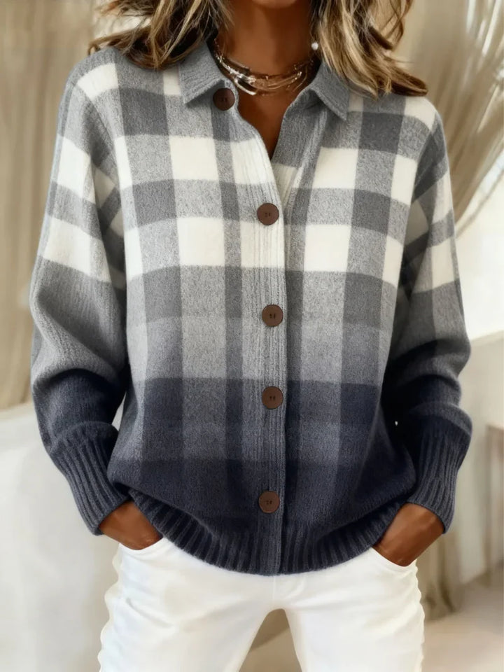 Claire | Soft Plaid Button Cardigan