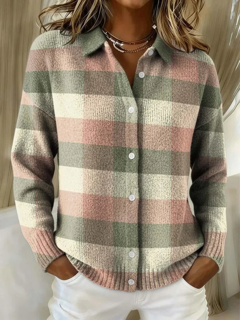 Claire | Soft Plaid Button Cardigan