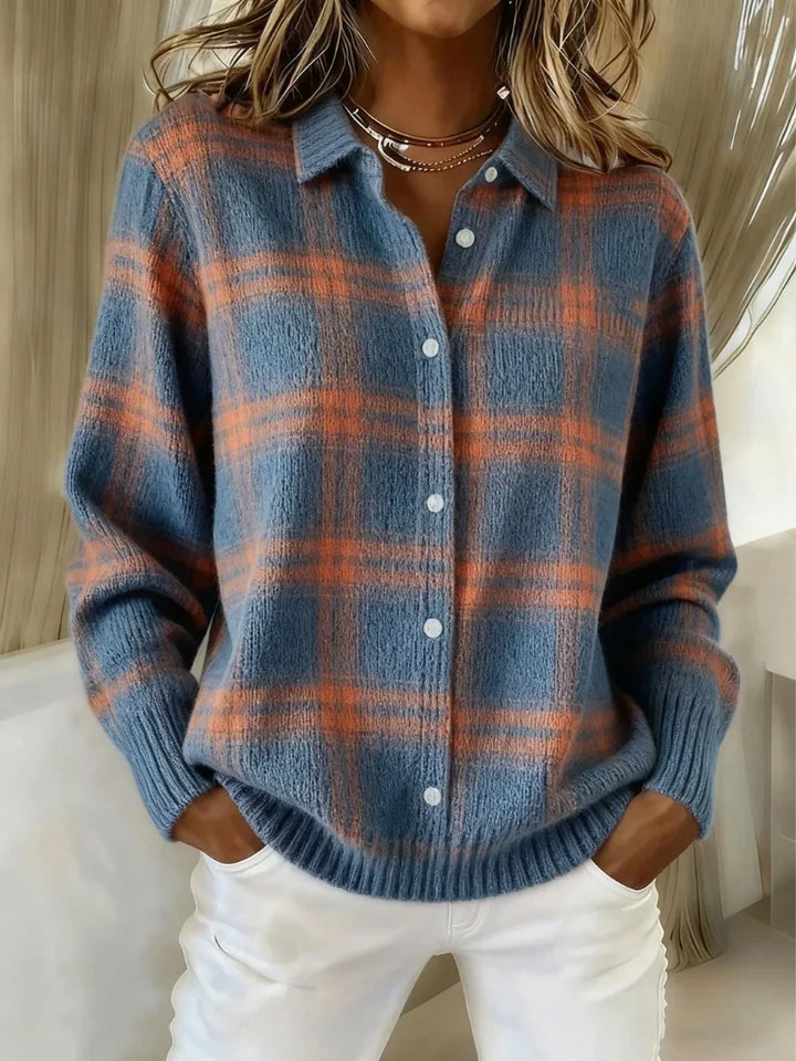 Claire | Soft Plaid Button Cardigan