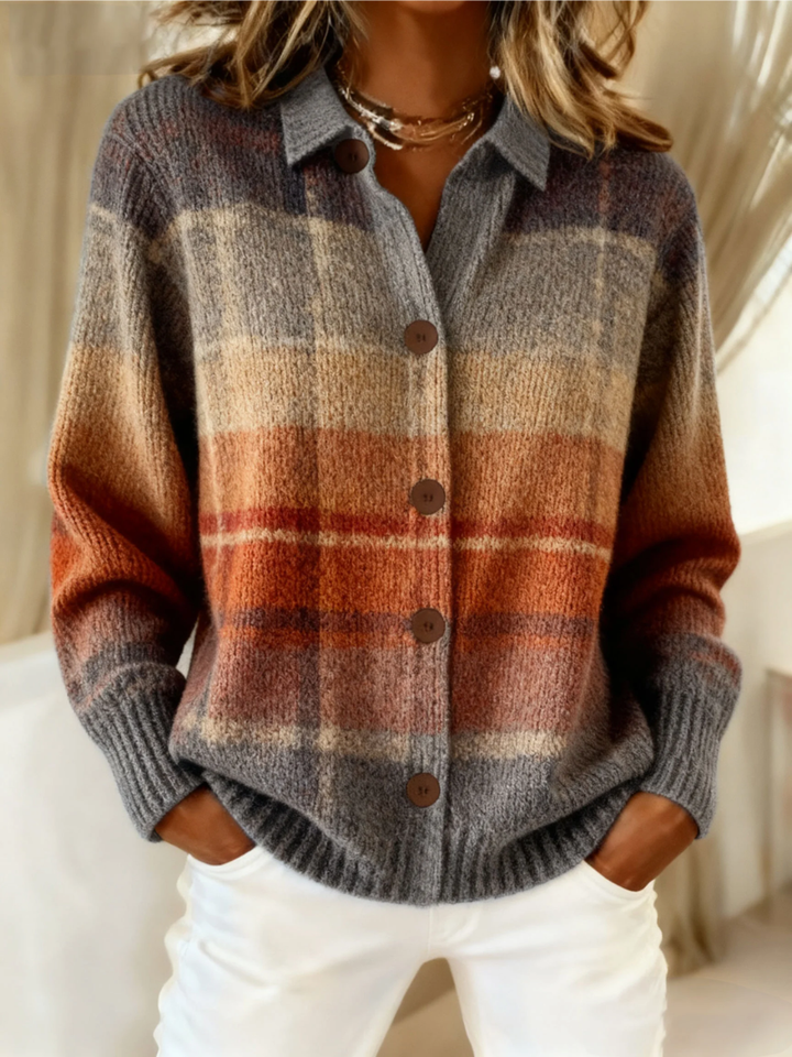 Claire | Soft Plaid Button Cardigan
